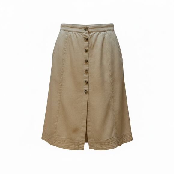 Universal Thread Dresses & Skirts - Universal Thread Tan Linen Midi Skirt | Button Front | Pockets | Size XL